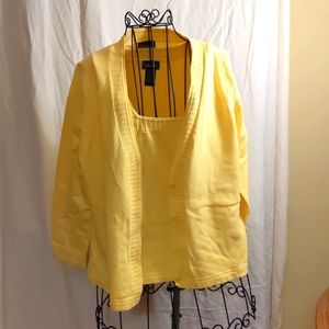 rafaella sweater & shell set, sz m, yellow